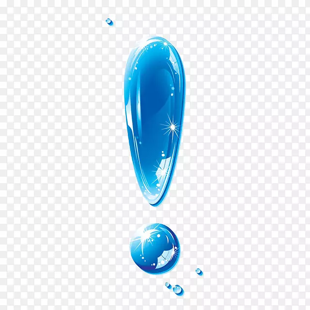 卡通漂亮的蓝色水滴叹号
