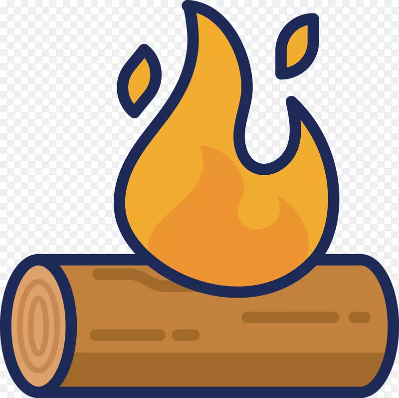 卡通可爱被火烧着的木头矢量图