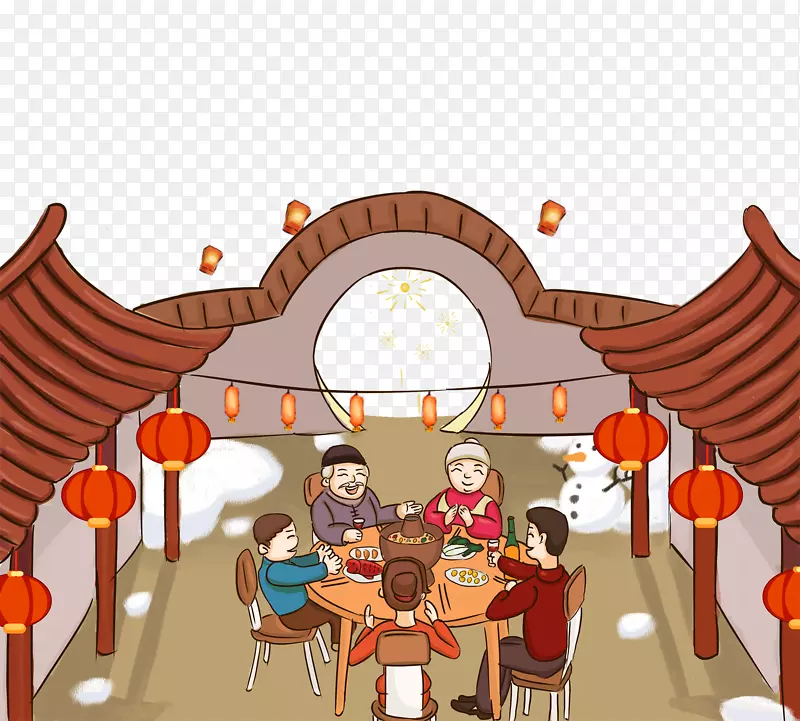 新春团圆宴手绘图