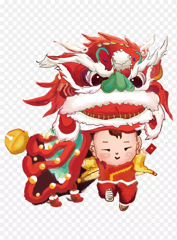 庙会舞狮子 红色系 中国风 PNG图片素材下载_图片编号7384554-PNG素材网