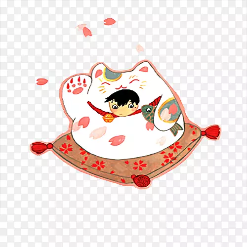 简约红色可爱招财猫