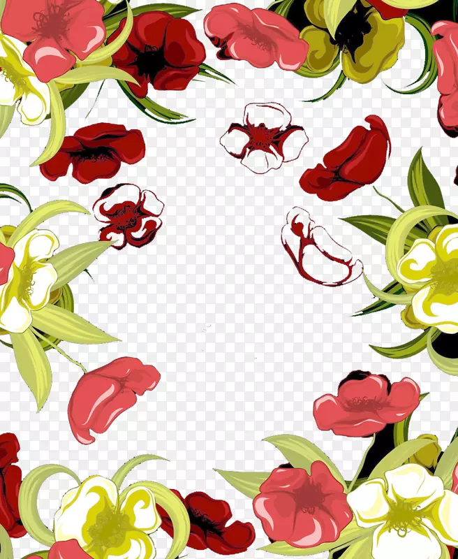 十里春风深色花朵装饰边框