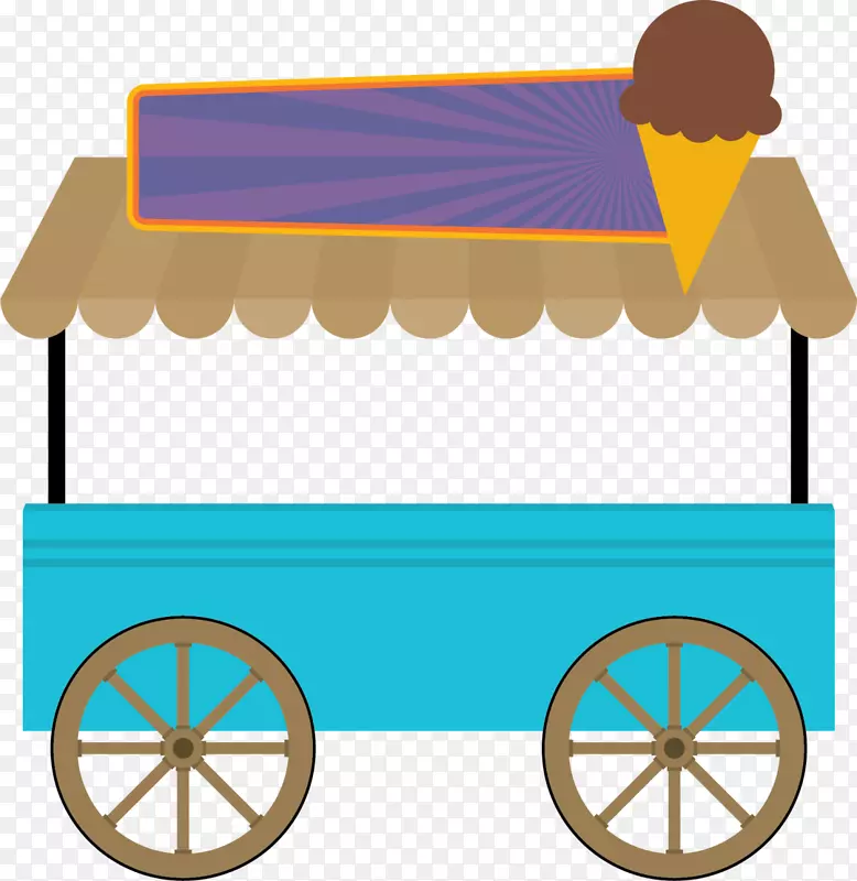 蓝色扁平冰淇淋小车