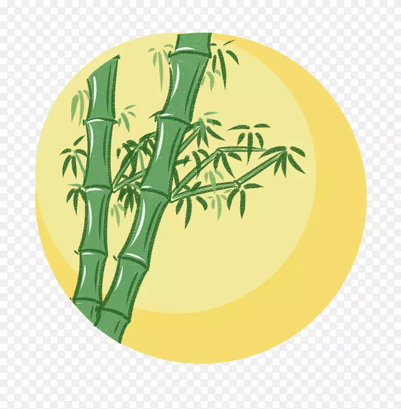 黄色中秋竹子元素