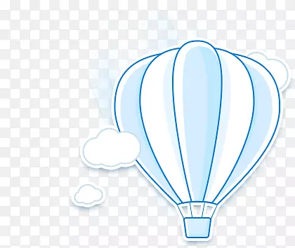 卡通蓝白色热气球