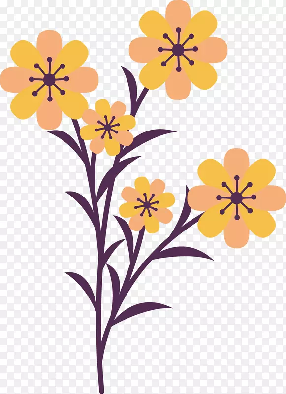矢量图黄色的花花