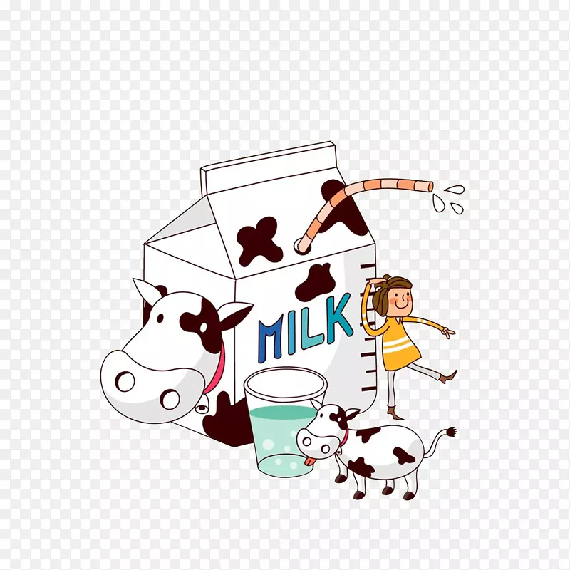 卡通一盒牛奶插画素材