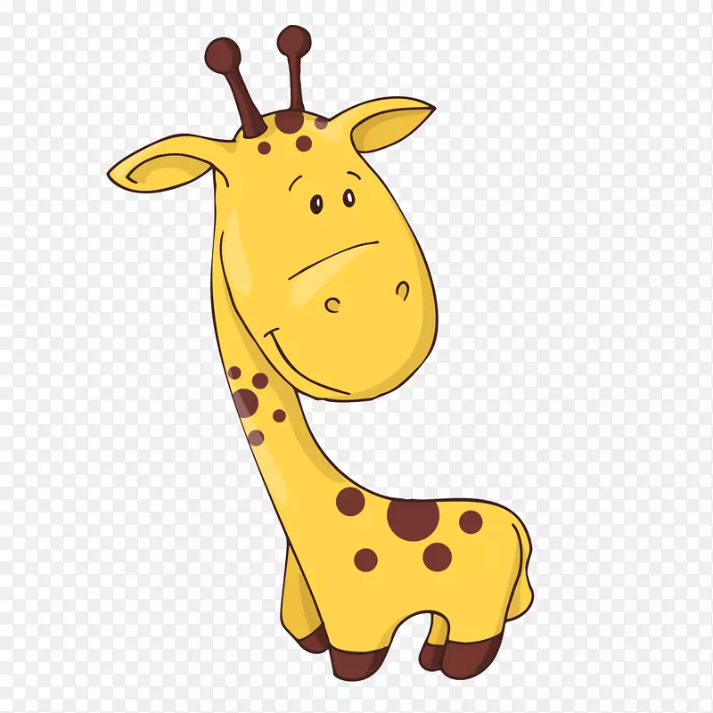 黄色的手绘长颈鹿动物设计