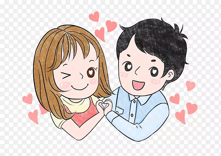 情人节装饰手绘插图相爱的人爱心