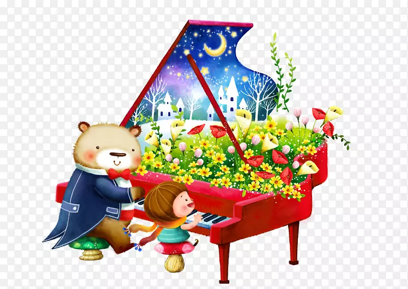 弹钢琴的小熊