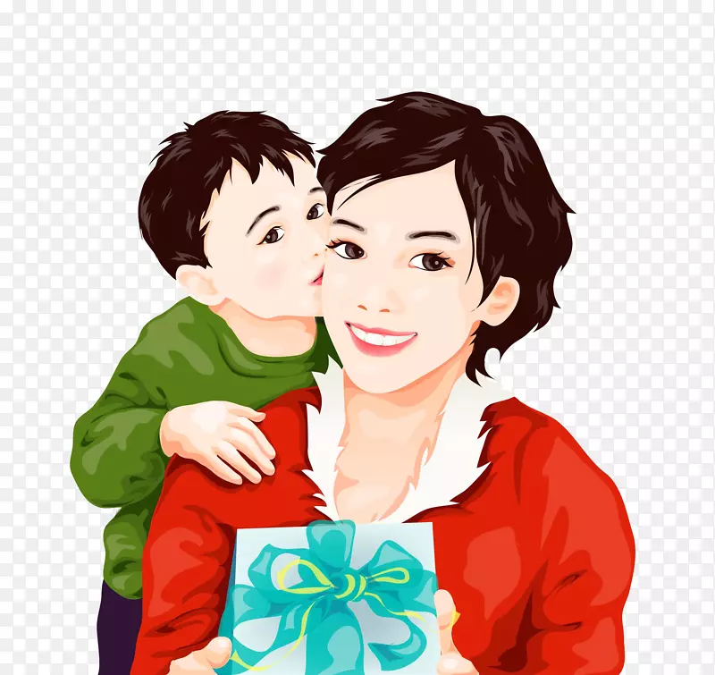 卡通手绘感恩母亲插画免抠