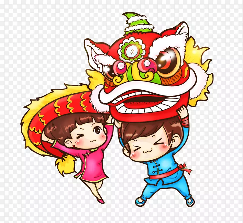 卡通版舞狮子的小朋友PNG图片素材下载_图片编号7393926-PNG素材网