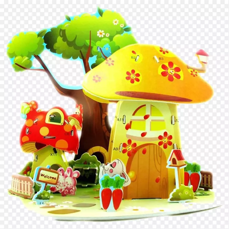 游戏中的蘑菇树房子