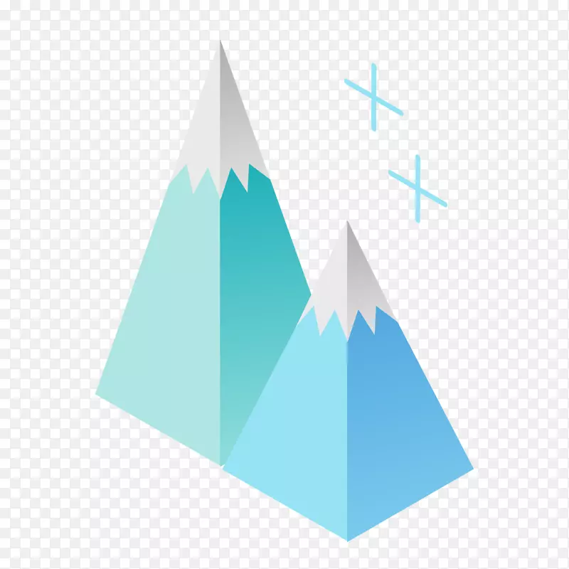 两座手绘的简化雪山