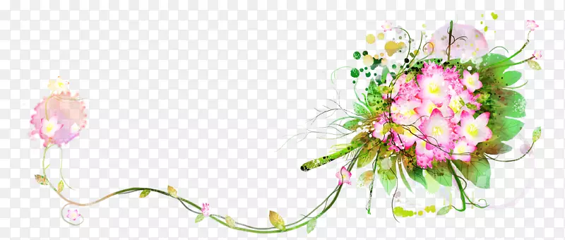 粉色鲜花花藤纹样设计素材