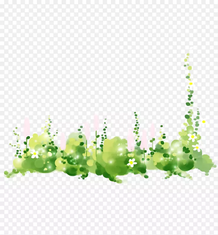 手绘创意绿色植物花朵装饰