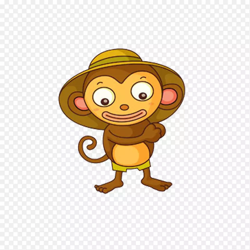 戴帽子的小猴子免抠素材