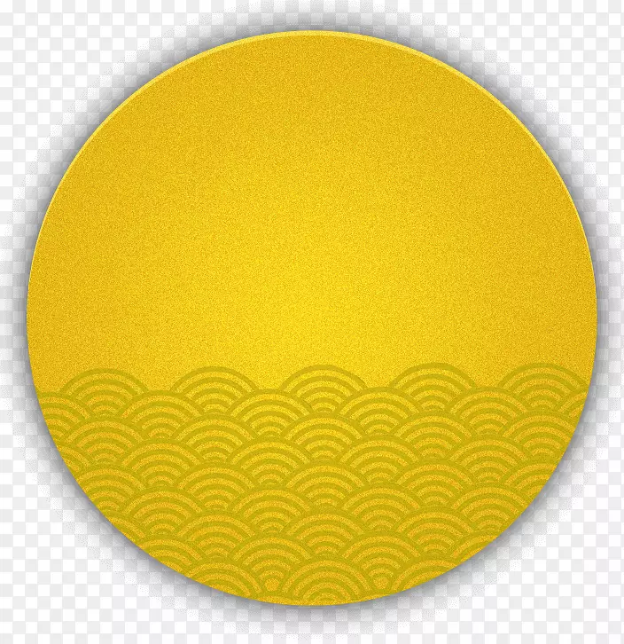 黄色中国风月亮海浪边框纹理