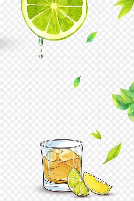 清爽畅饮柠檬水果汁背景素材边框
