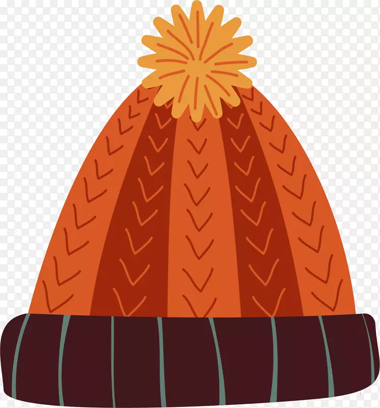 橘色的冬天毛线帽