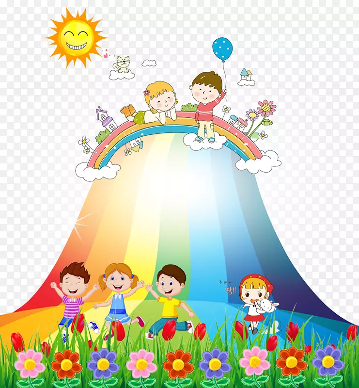 儿童节免抠装饰彩虹卡通手绘素材