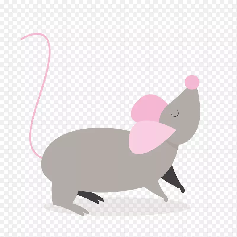扁平化粉色耳朵老鼠