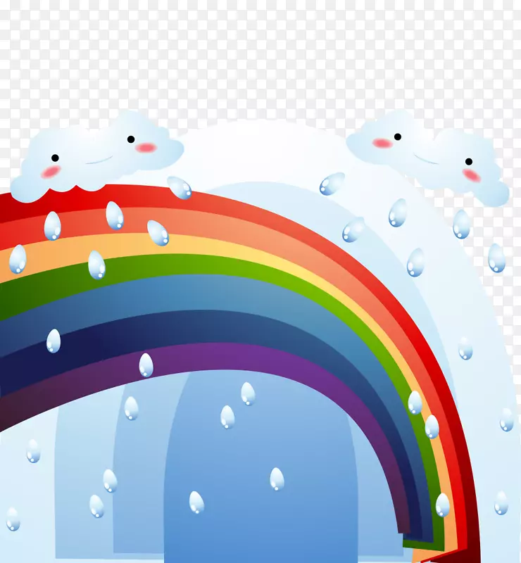 卡通手绘下雨彩虹