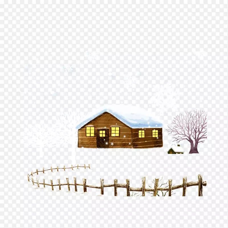 卡通手绘雪覆盖房子