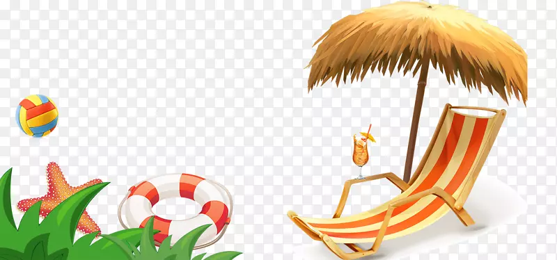 卡通手绘夏季沙滩椅