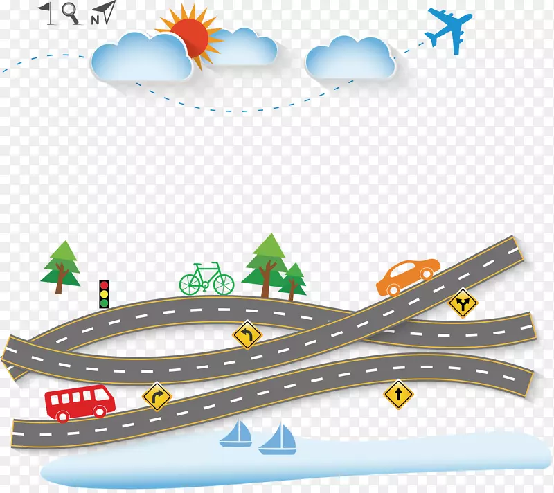交叉公路设计创意公路插画矢量素