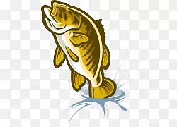 卡通手绘跃出水面的鱼插画