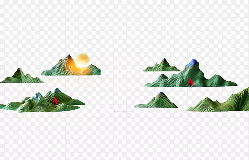 水彩山峰