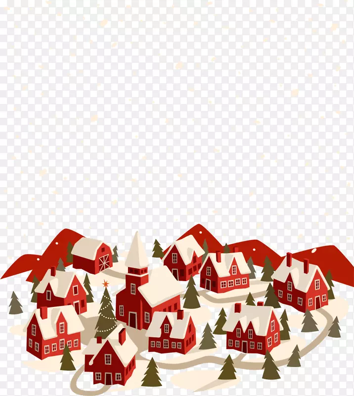 冬季卡通红色房屋