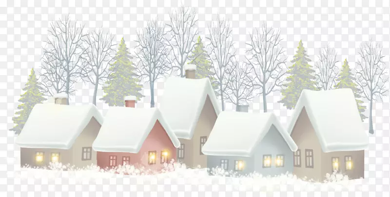 冬季多彩村庄房屋