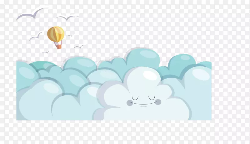 卡通美丽的云层热气球