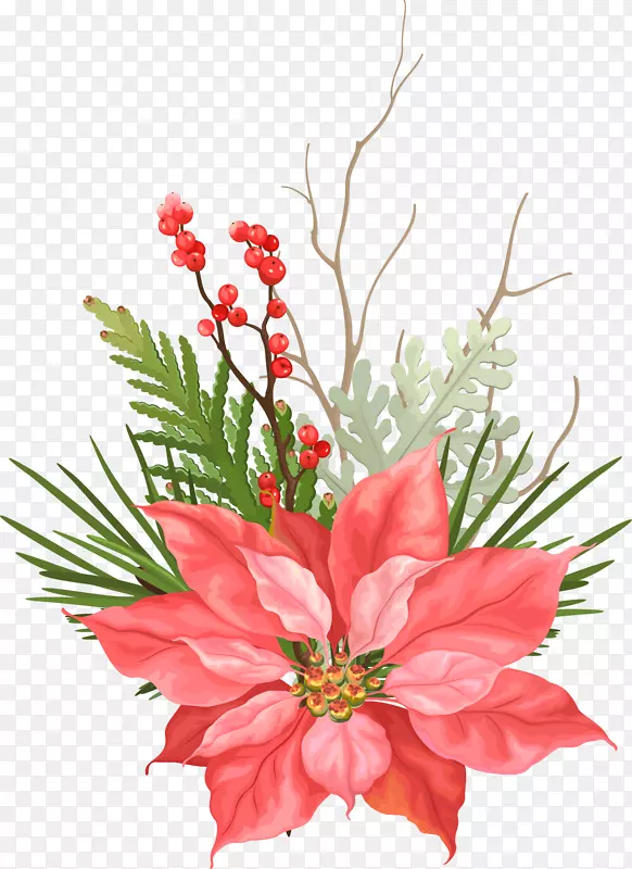 彩绘花朵叶子矢量图