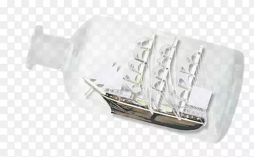 卡通手绘玻璃瓶帆船摆件