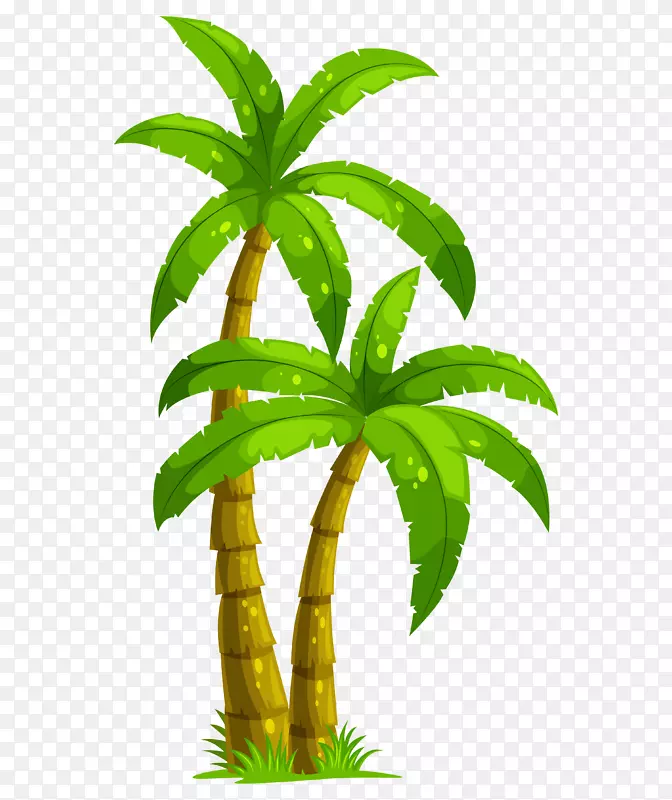 卡通绿色椰子树png