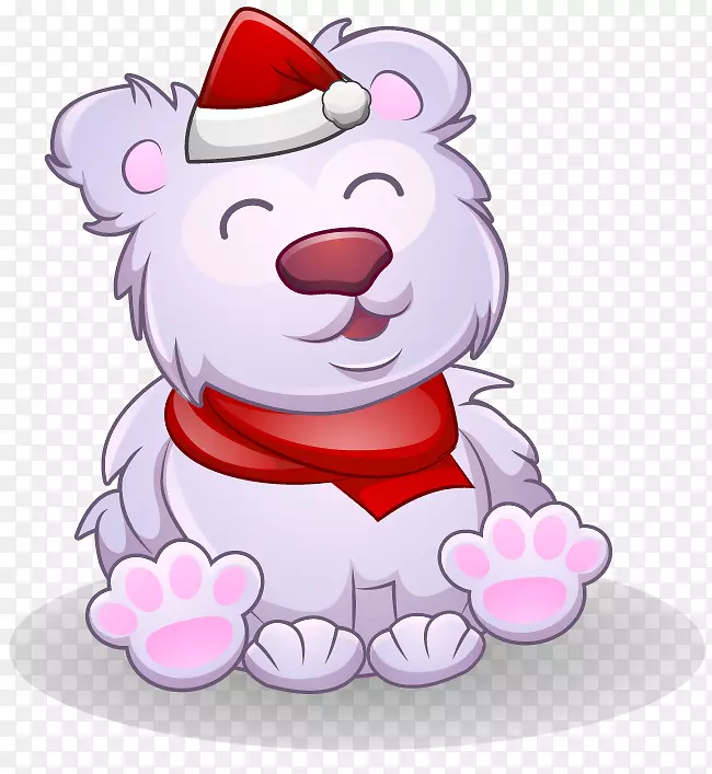 卡通矢量戴圣诞帽子的小熊