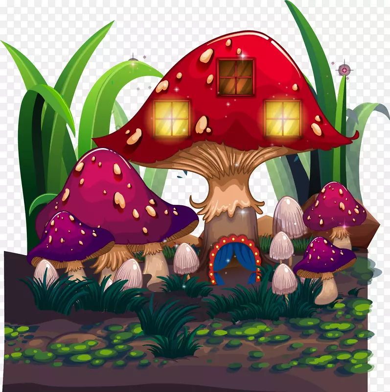 小清新红色蘑菇
