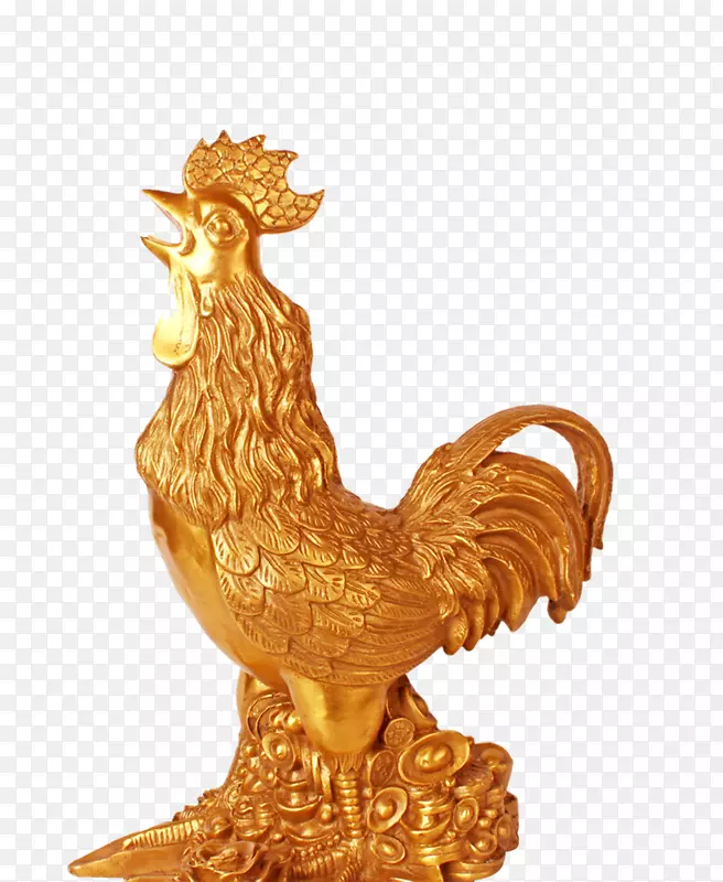 金色雕刻的鸡装饰