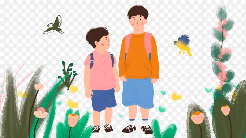免抠卡通手绘开学季上学的孩子