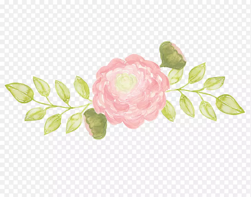 水彩粉色花朵简图
