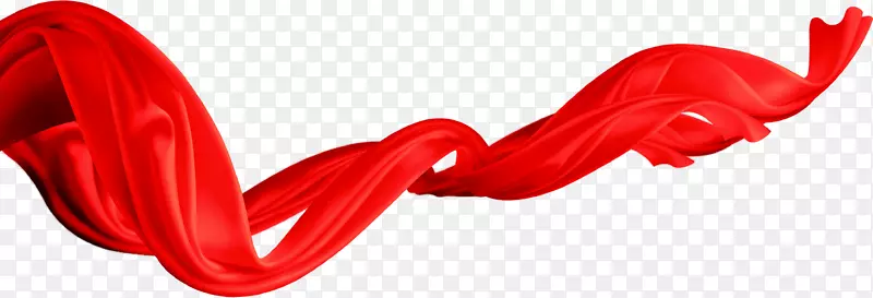 创意质感手绘飘扬的红色彩带