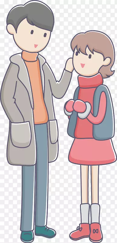 插画风呆萌的情侣