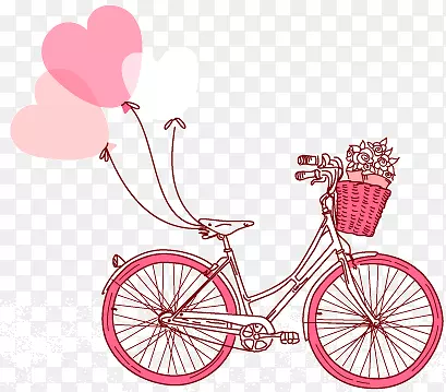 手绘粉色自行车免抠素材
