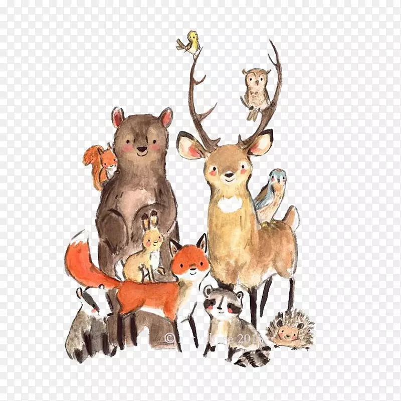 卡通可爱动物海报设计装饰一群动