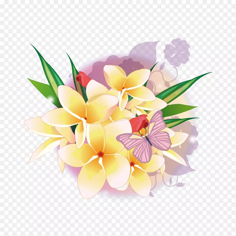 黄色白兰花团艺术装饰图
