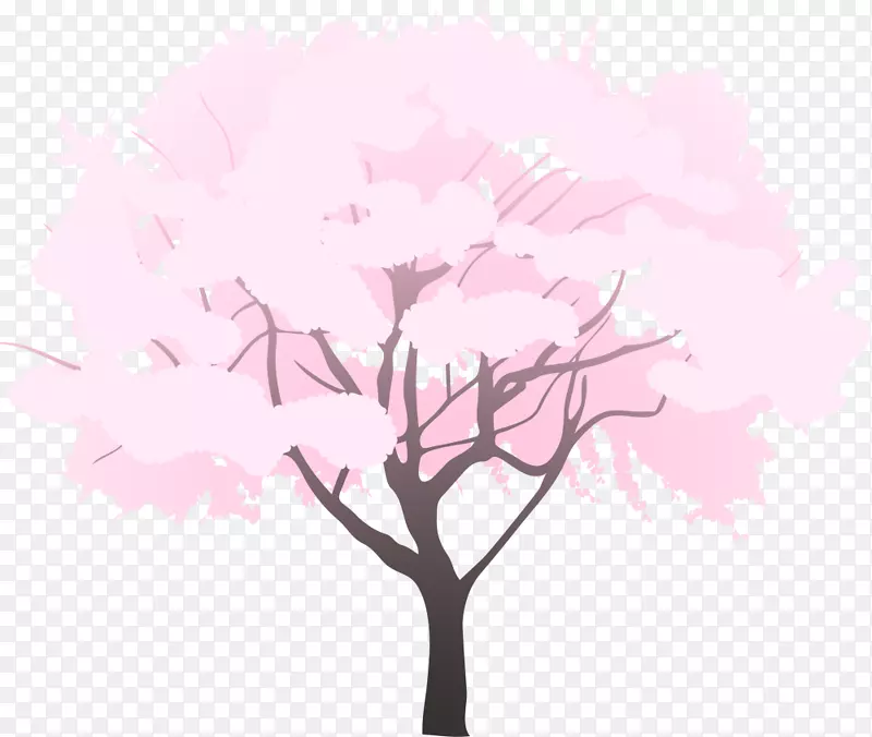 粉色美丽春季树木