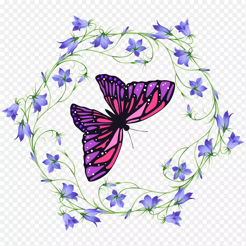 可爱小清新装饰海报装饰花环和蝴